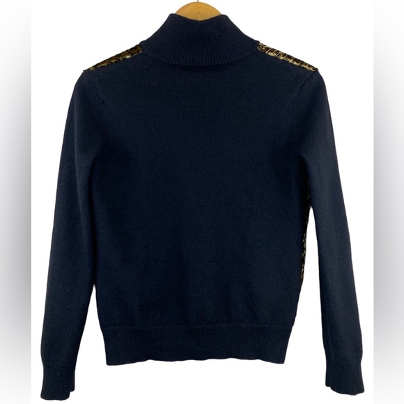 Lauren Ralph Lauren Leopard-Printed Quilted Velvet Velour Black Wool Jacket Sz S - Picture 3 of 8